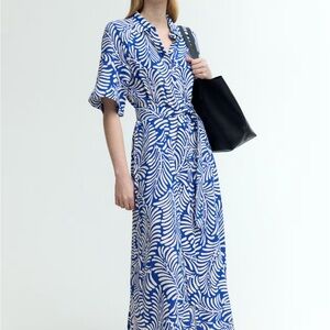 Two dresses: Blue and White Patterned Shirt dress
